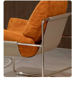 モダン合成皮革チェア|ステンレスフレーム&コーデュロイデザインのリラックスチェア hmr-4795