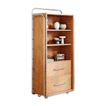 アッシュ材とガラスのスタイリッシュキャビネット - モダンなステンレスフレーム付き収納家具 hmr-4800