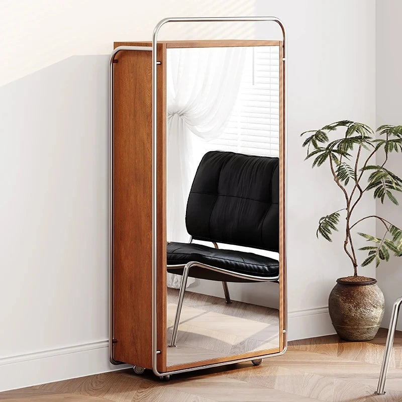 アッシュ材とガラスのスタイリッシュキャビネット - モダンなステンレスフレーム付き収納家具 hmr-4800