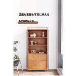 アッシュ材とガラスのスタイリッシュキャビネット - モダンなステンレスフレーム付き収納家具 hmr-4800