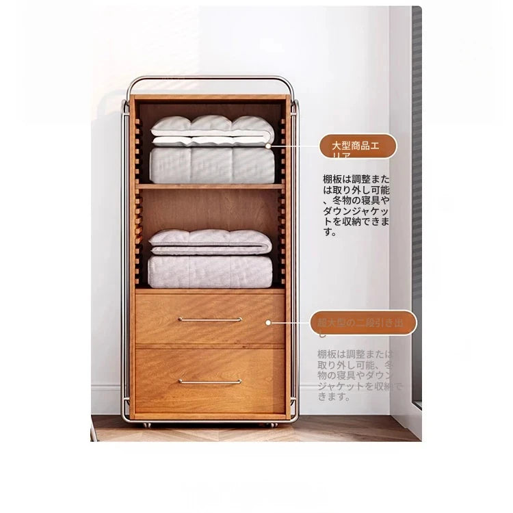 アッシュ材とガラスのスタイリッシュキャビネット - モダンなステンレスフレーム付き収納家具 hmr-4800