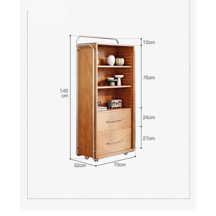 アッシュ材とガラスのスタイリッシュキャビネット - モダンなステンレスフレーム付き収納家具 hmr-4800