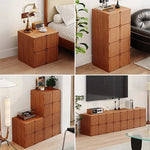 アッシュ材のナイトテーブル - モダンでシンプルなデザイン、収納力抜群のインテリア家具 hmr-4803