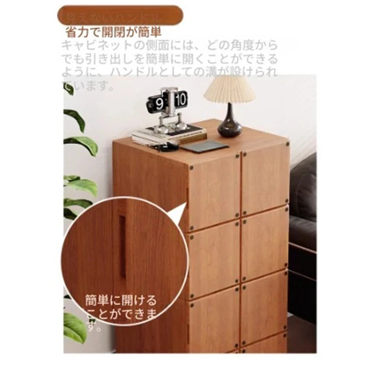 アッシュ材のナイトテーブル - モダンでシンプルなデザイン、収納力抜群のインテリア家具 hmr-4803