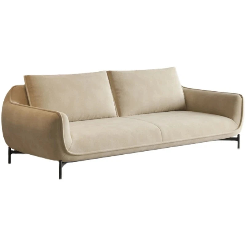 エアレザー製・パインフレームのシンプルモダンソファー - ステンレス脚でスタイリッシュなリビング空間を演出! hmr-4810