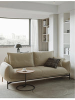 エアレザー製・パインフレームのシンプルモダンソファー - ステンレス脚でスタイリッシュなリビング空間を演出! hmr-4810