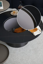 高級感あふれるモダンセンターテーブル|セラミック&合成皮革×ステンレスデザイン hms-4051