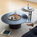 高級感あふれるモダンセンターテーブル|セラミック&合成皮革×ステンレスデザイン hms-4051