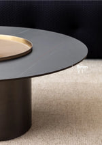 高級感あふれるモダンセンターテーブル|セラミック&合成皮革×ステンレスデザイン hms-4051