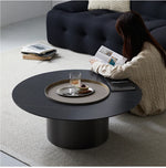 高級感あふれるモダンセンターテーブル|セラミック&合成皮革×ステンレスデザイン hms-4051