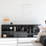 モダンデザインのアッシュ材キャビネット|多功能収納&強化ガラス仕様 hms-4059