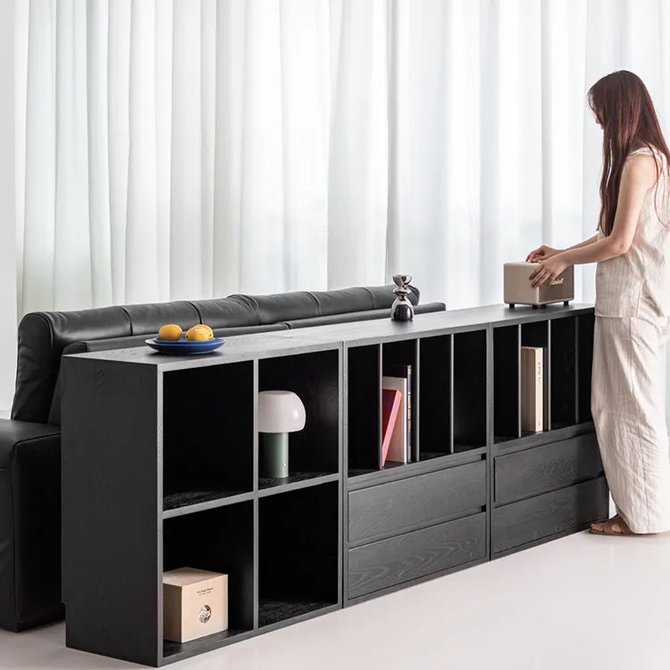 モダンデザインのアッシュ材キャビネット|多功能収納&強化ガラス仕様 hms-4059