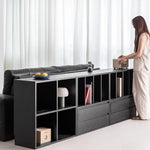 モダンデザインのアッシュ材キャビネット|多功能収納&強化ガラス仕様 hms-4059