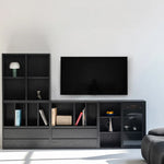 モダンデザインのアッシュ材キャビネット|多功能収納&強化ガラス仕様 hms-4059