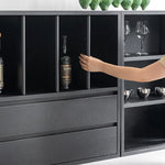 モダンデザインのアッシュ材キャビネット|多功能収納&強化ガラス仕様 hms-4059