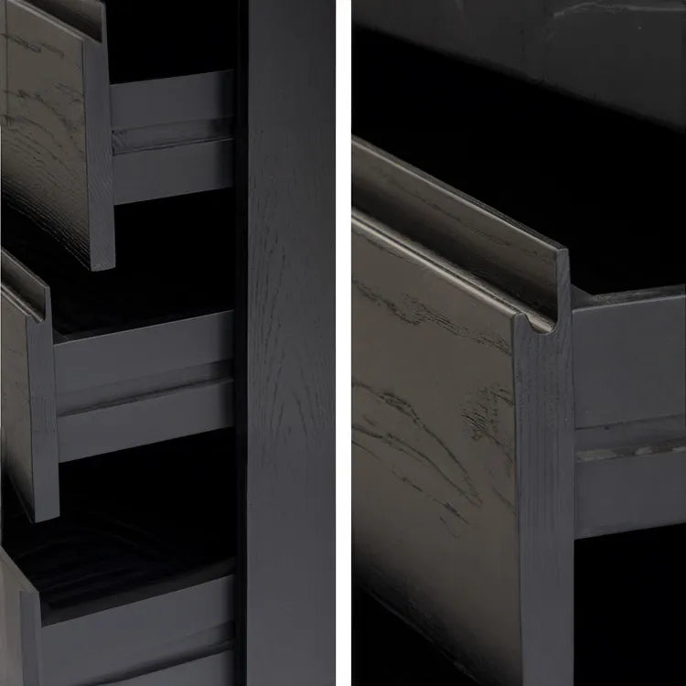 モダンデザインのアッシュ材キャビネット|多功能収納&強化ガラス仕様 hms-4059