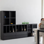 モダンデザインのアッシュ材キャビネット|多功能収納&強化ガラス仕様 hms-4059