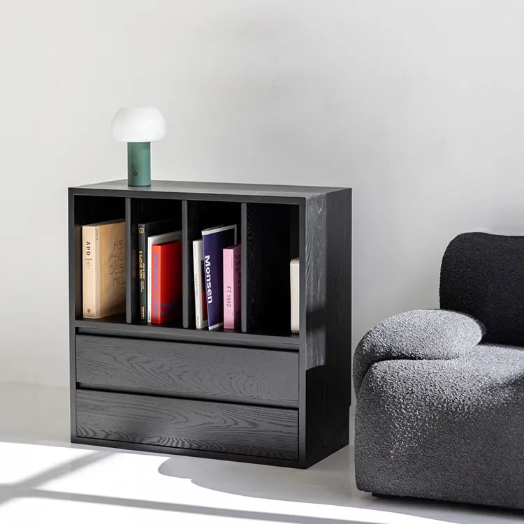 モダンデザインのアッシュ材キャビネット|多功能収納&強化ガラス仕様 hms-4059