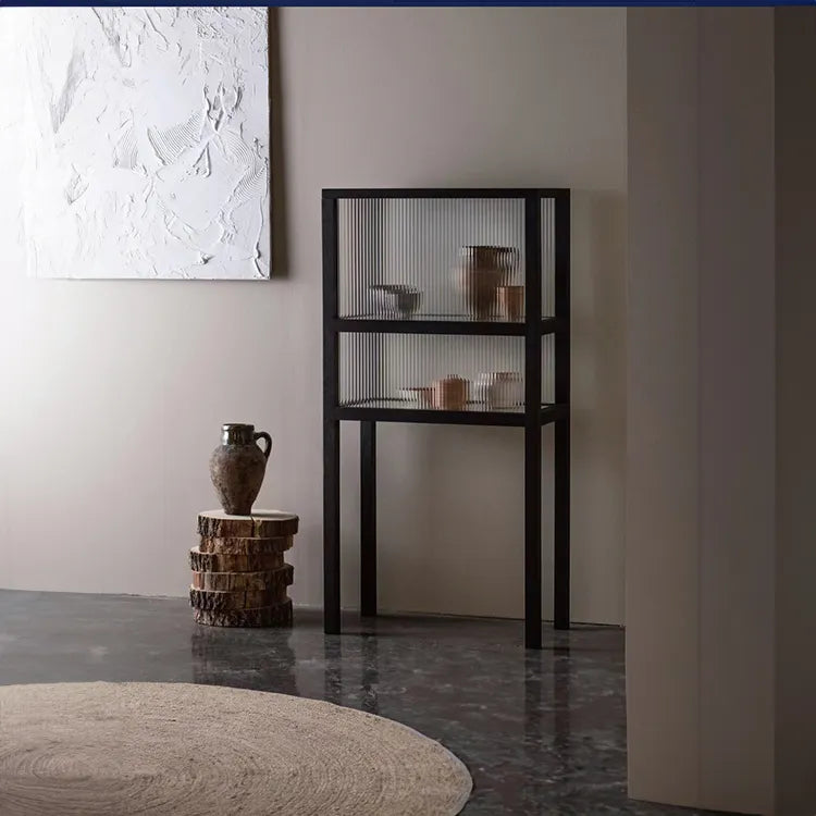 アッシュ材と強化ガラスのスタイリッシュキャビネット|モダンなインテリアに最適 hms-4060