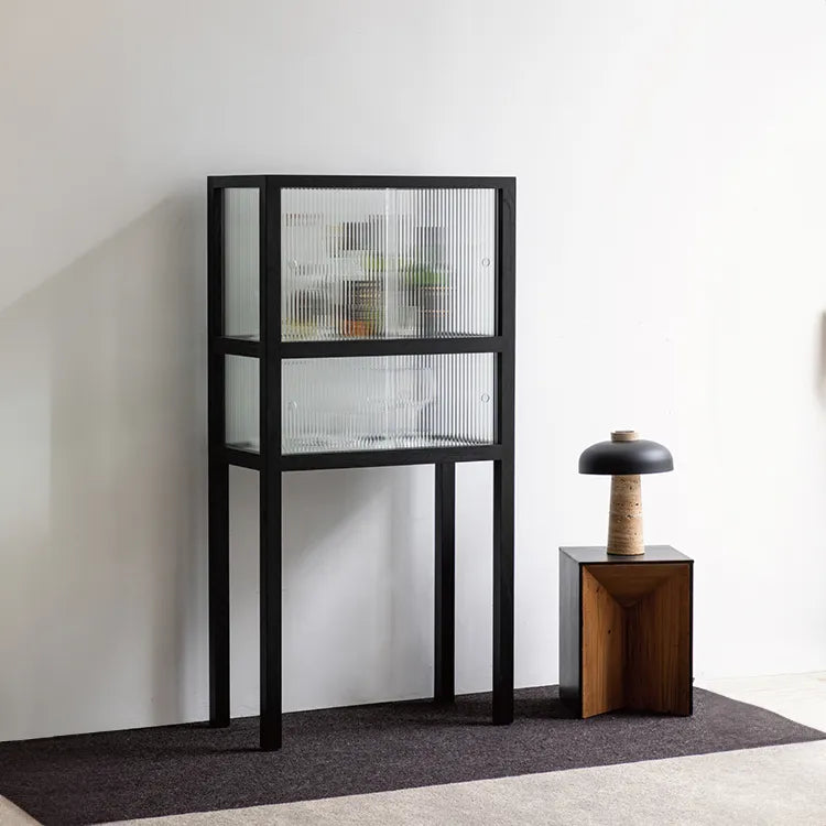 アッシュ材と強化ガラスのスタイリッシュキャビネット|モダンなインテリアに最適 hms-4060