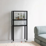 アッシュ材と強化ガラスのスタイリッシュキャビネット|モダンなインテリアに最適 hms-4060