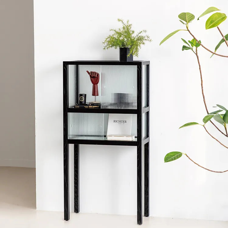 アッシュ材と強化ガラスのスタイリッシュキャビネット|モダンなインテリアに最適 hms-4060