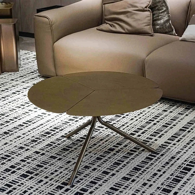 ステンレス&銅製 おしゃれなセンターテーブル 蓮の花モチーフ リビングルームに最適 hmsf-4665