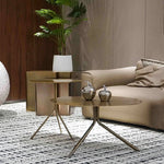 ステンレス&銅製 おしゃれなセンターテーブル 蓮の花モチーフ リビングルームに最適 hmsf-4665