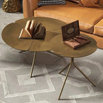 ステンレス&銅製 おしゃれなセンターテーブル 蓮の花モチーフ リビングルームに最適 hmsf-4665