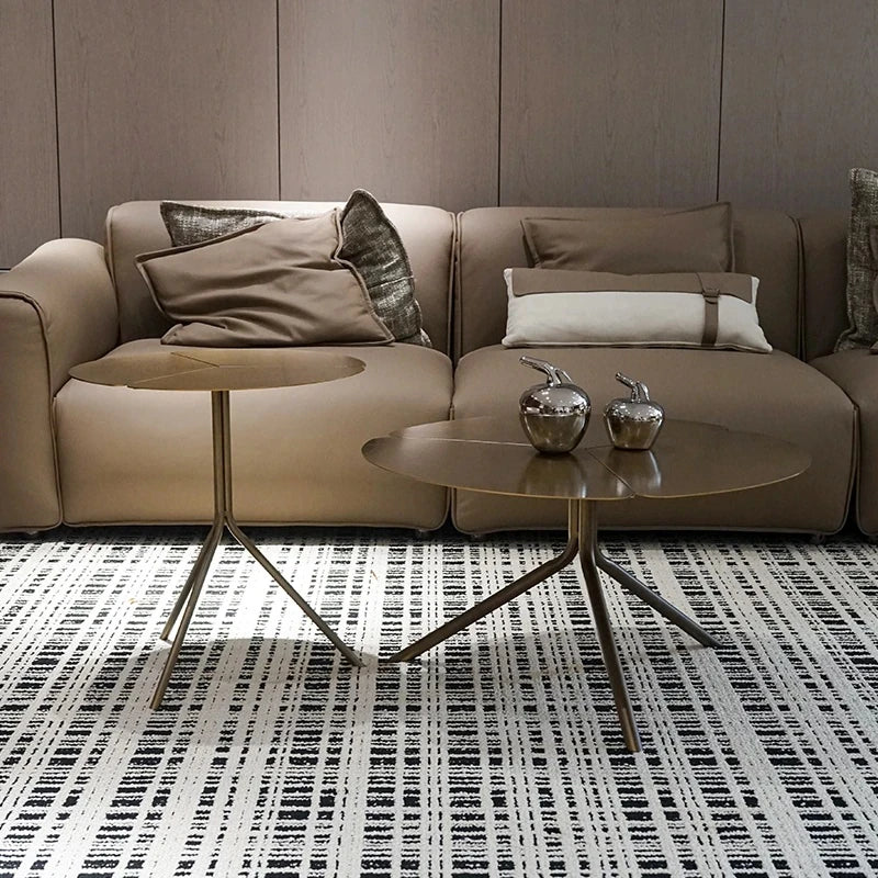 ステンレス&銅製 おしゃれなセンターテーブル 蓮の花モチーフ リビングルームに最適 hmsf-4665