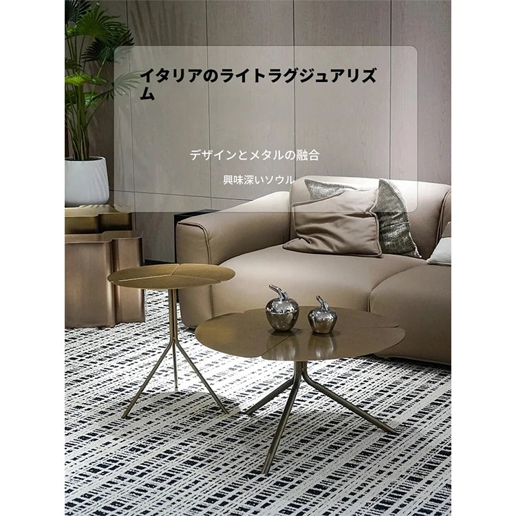 ステンレス&銅製 おしゃれなセンターテーブル 蓮の花モチーフ リビングルームに最適 hmsf-4665