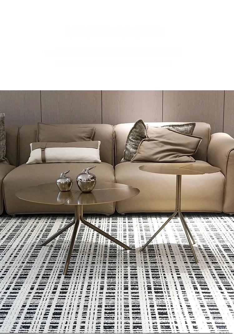 ステンレス&銅製 おしゃれなセンターテーブル 蓮の花モチーフ リビングルームに最適 hmsf-4665