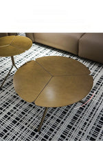 ステンレス&銅製 おしゃれなセンターテーブル 蓮の花モチーフ リビングルームに最適 hmsf-4665