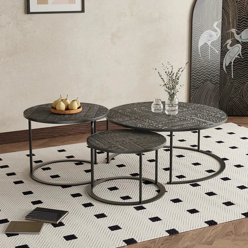 アクリルとステンレス製センターテーブル3点セット - モダンデザインでリビングを彩るおしゃれな家具 hmsf-4668