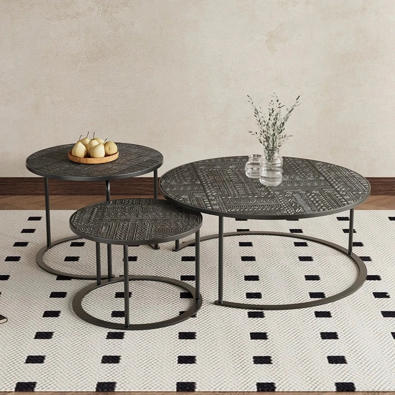 アクリルとステンレス製センターテーブル3点セット - モダンデザインでリビングを彩るおしゃれな家具 hmsf-4668