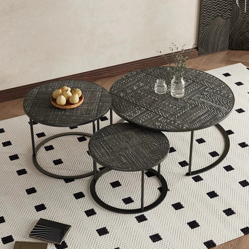 アクリルとステンレス製センターテーブル3点セット - モダンデザインでリビングを彩るおしゃれな家具 hmsf-4668