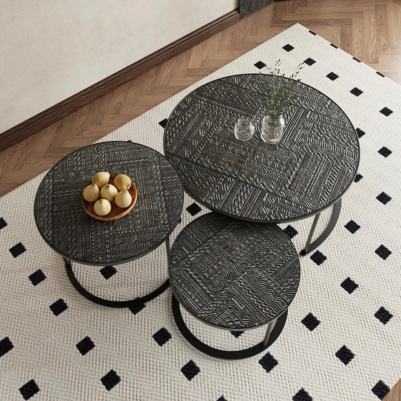 アクリルとステンレス製センターテーブル3点セット - モダンデザインでリビングを彩るおしゃれな家具 hmsf-4668