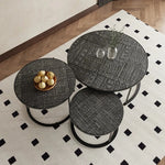 アクリルとステンレス製センターテーブル3点セット - モダンデザインでリビングを彩るおしゃれな家具 hmsf-4668