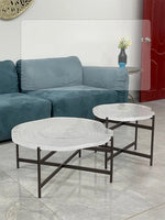 アクリル製円形センターテーブル2点セット | モダンなリビングルームデザインに最適 | スタイリッシュで機能的な家具 hmsf-4672