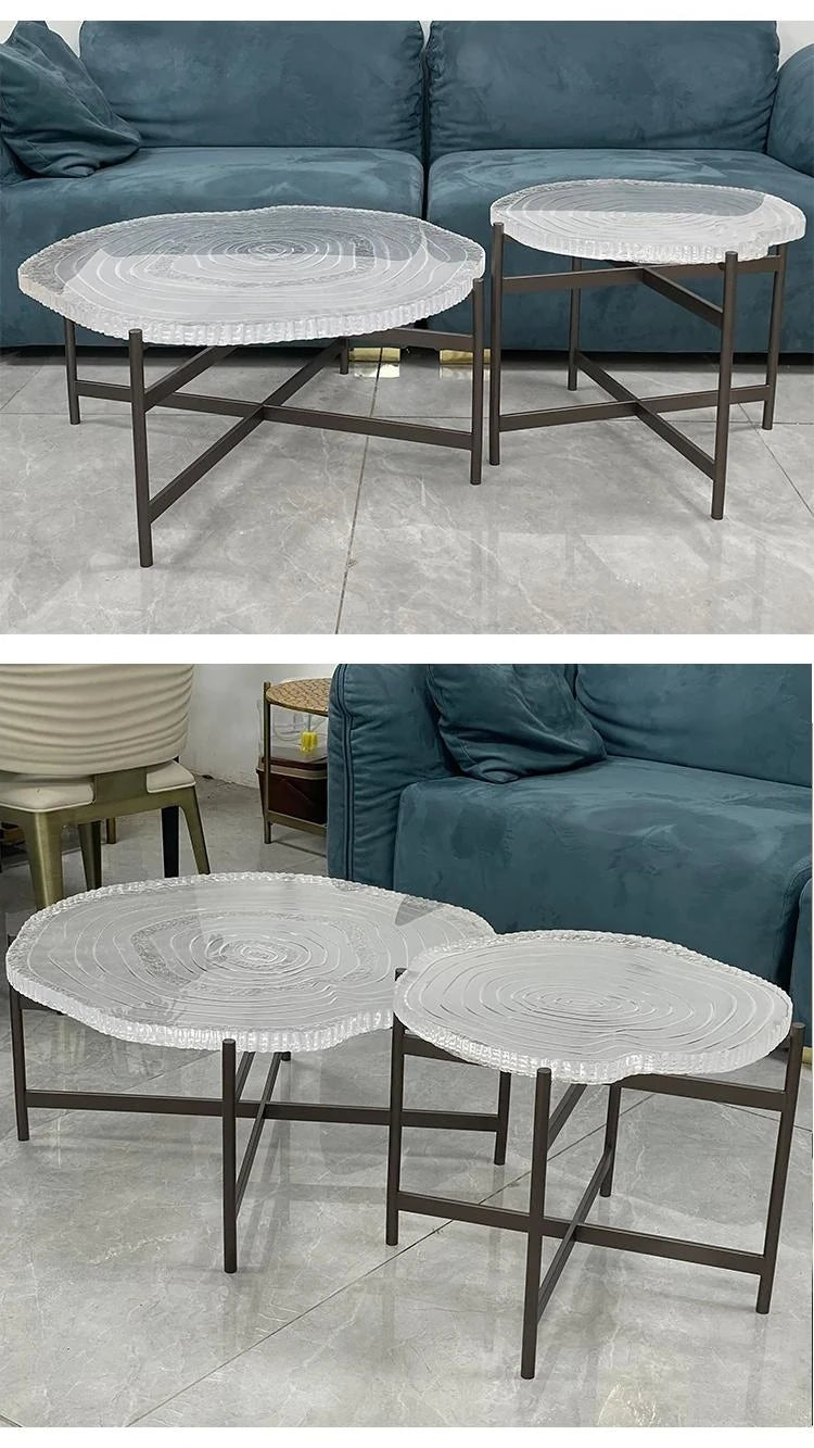 アクリル製円形センターテーブル2点セット | モダンなリビングルームデザインに最適 | スタイリッシュで機能的な家具 hmsf-4672