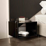 アクリル脚付き無垢木ナイトテーブル - モダンデザインで寝室をスタイリッシュに演出! hmsf-4676