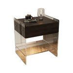 アクリル脚付き無垢木ナイトテーブル - モダンデザインで寝室をスタイリッシュに演出! hmsf-4676