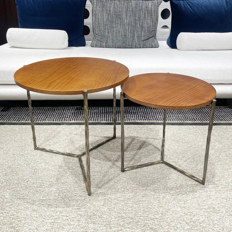 センターテーブル アッシュ材使用 おしゃれな丸型テーブル 2サイズセット リビングインテリアに最適 hmsf-4677