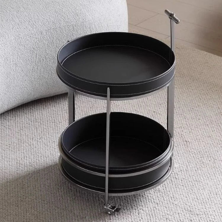 センターテーブル 合成皮革製 ステンレスフレーム おしゃれな二段式収納テーブル hmx-5093