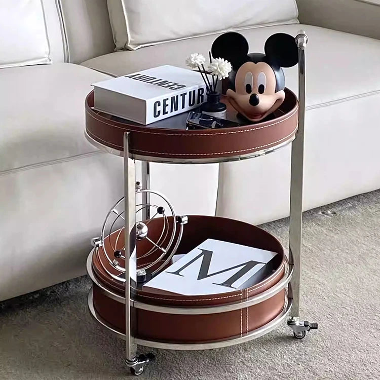 センターテーブル 合成皮革製 ステンレスフレーム おしゃれな二段式収納テーブル hmx-5093