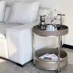 センターテーブル 合成皮革製 ステンレスフレーム おしゃれな二段式収納テーブル hmx-5093