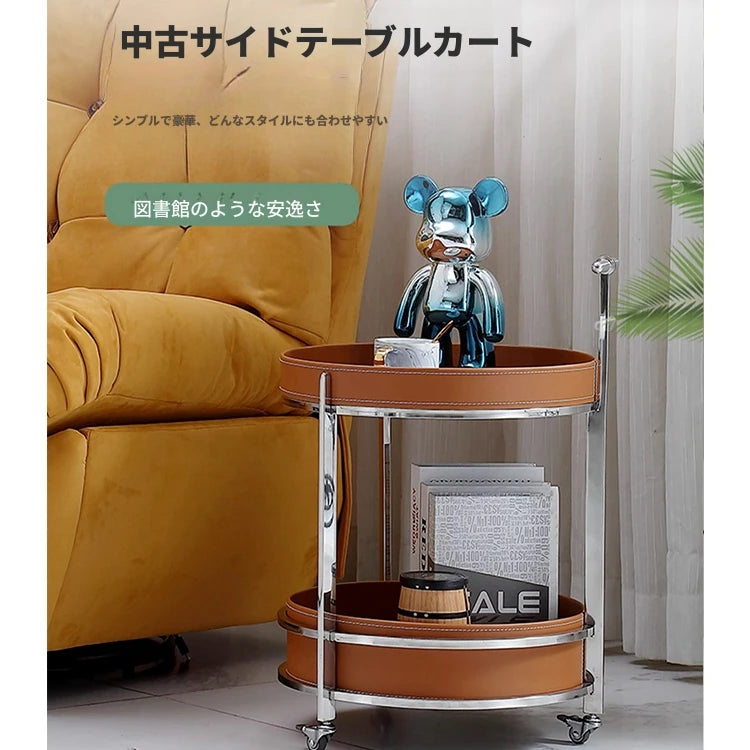 センターテーブル 合成皮革製 ステンレスフレーム おしゃれな二段式収納テーブル hmx-5093