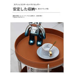 センターテーブル 合成皮革製 ステンレスフレーム おしゃれな二段式収納テーブル hmx-5093