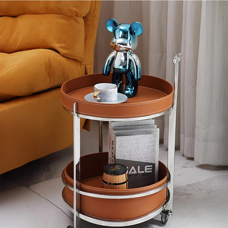 センターテーブル 合成皮革製 ステンレスフレーム おしゃれな二段式収納テーブル hmx-5093