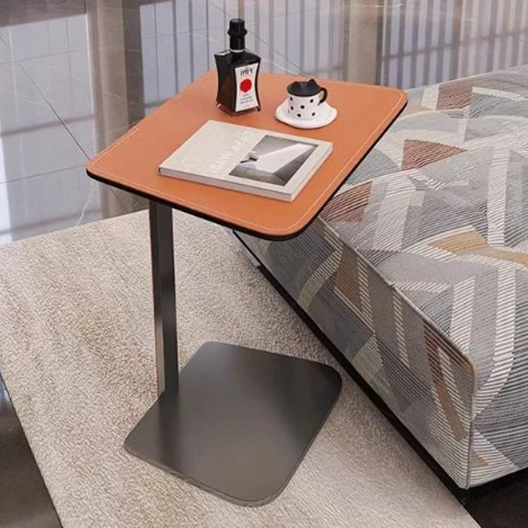 シンプルでスタイリッシュな合成皮革センターテーブル - ステンレス脚付き、リビングやダイニングに最適! hmx-5094